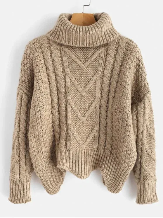 Loose Chunky Knit Turtleneck Sweater