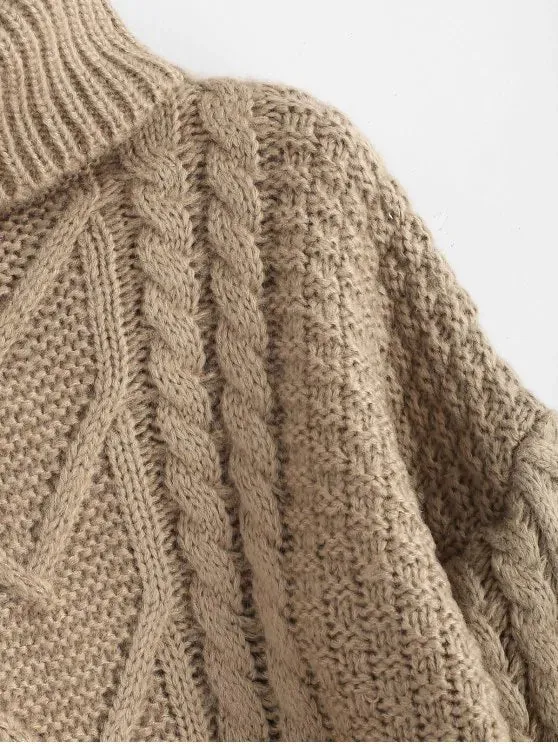 Loose Chunky Knit Turtleneck Sweater