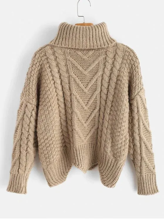 Loose Chunky Knit Turtleneck Sweater