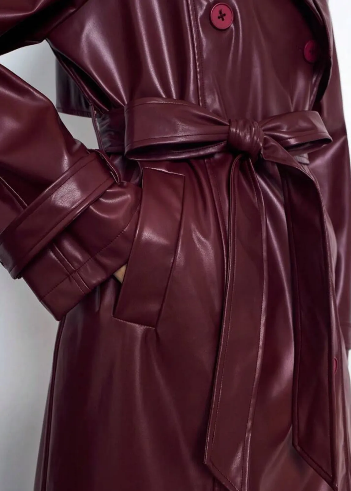 Loose Eco-Leather Trench Coat