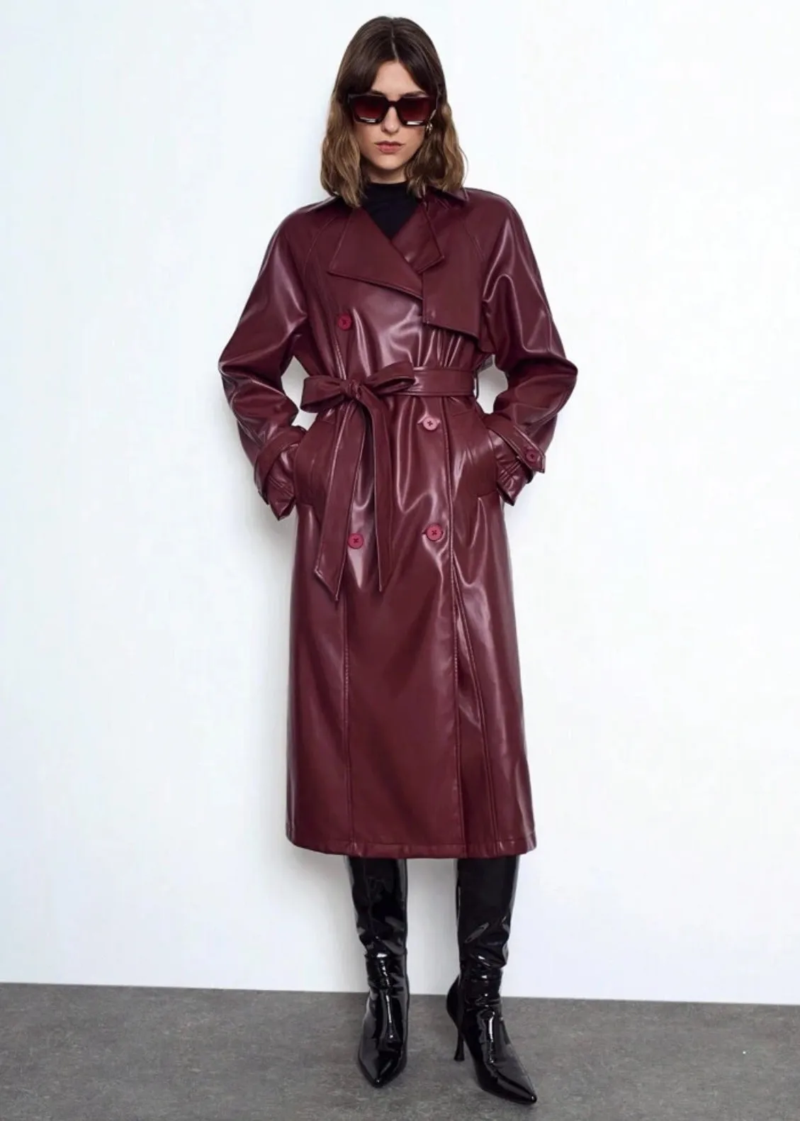 Loose Eco-Leather Trench Coat