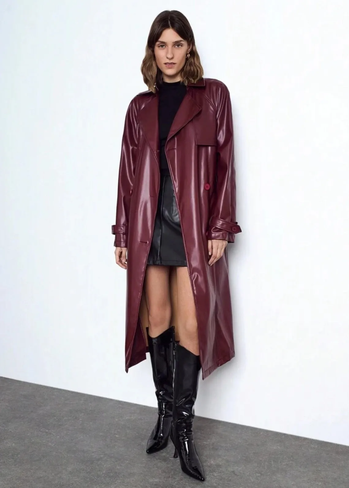 Loose Eco-Leather Trench Coat