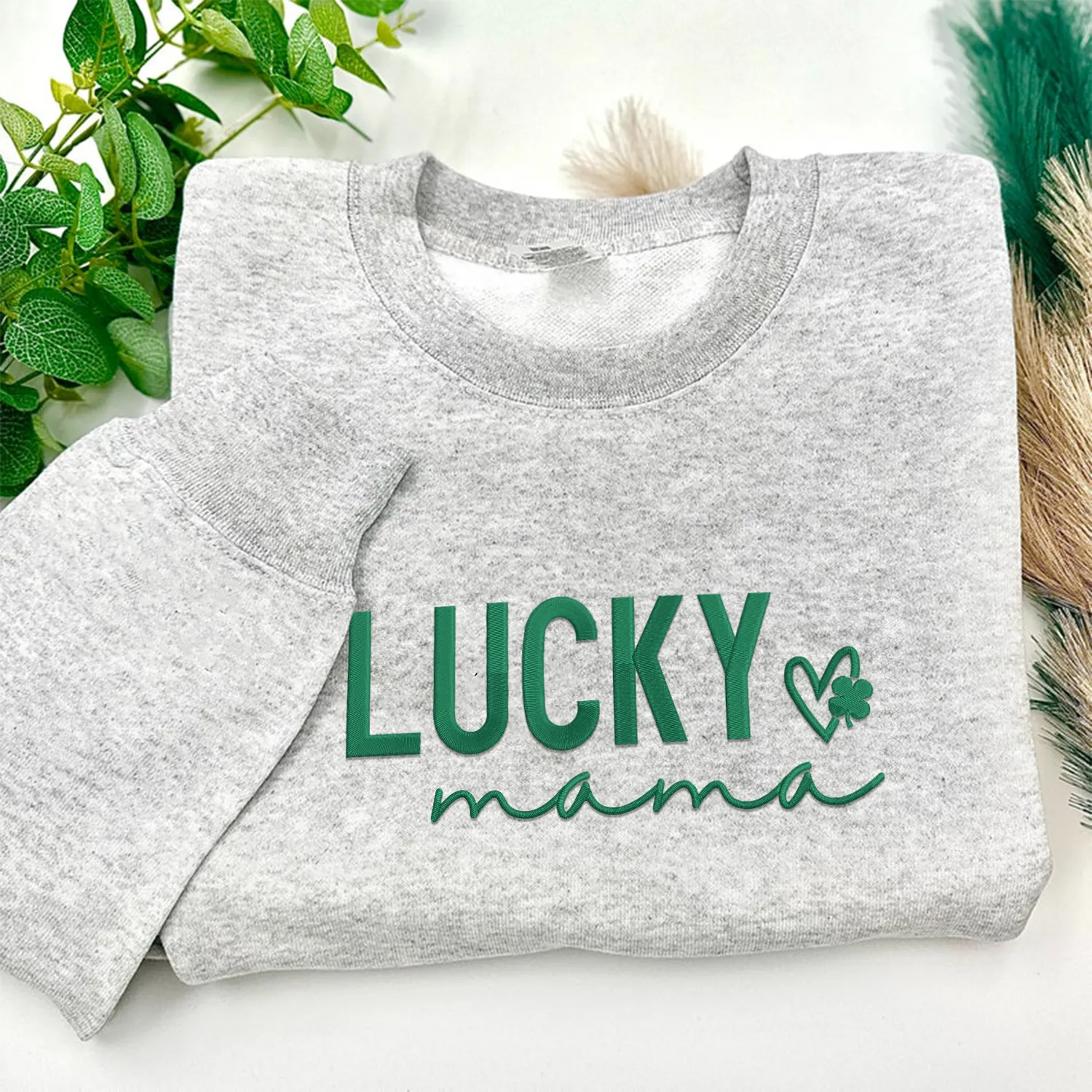 Lucky Mama Sweatshirt or Hoodie with Embroidered