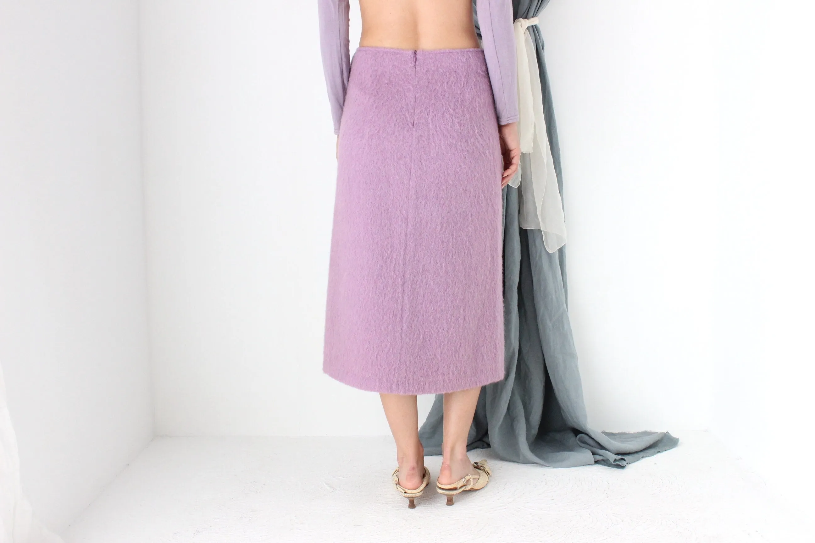 MADE IN ITALY 90s Mohair, Alpaca & Wool Knit Midi Skirt