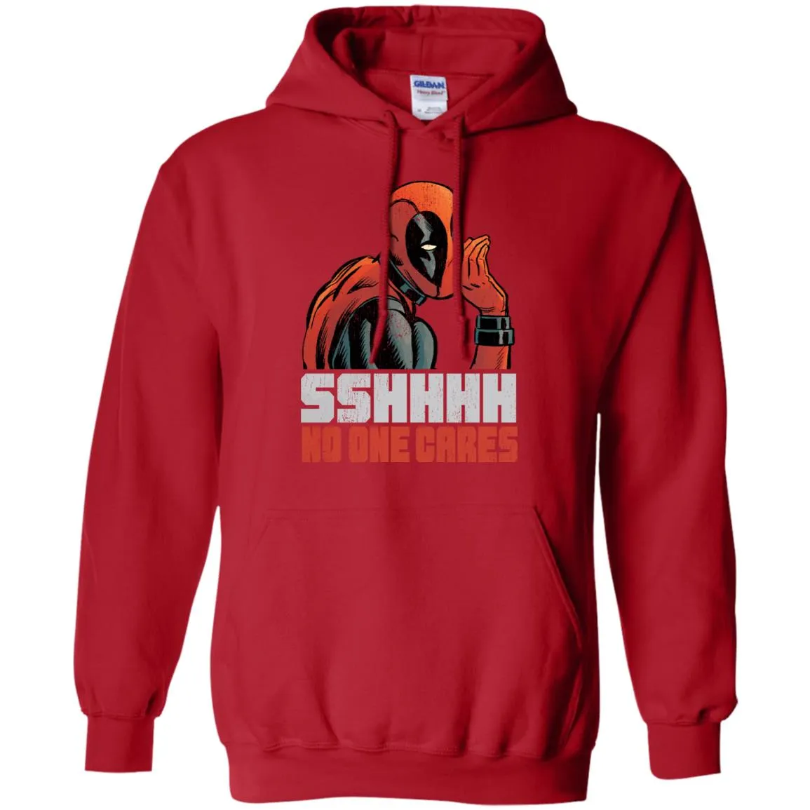 Marvel Deadpool Shhh No One Cares Whisper Pullover Hoodie Sweatshirt