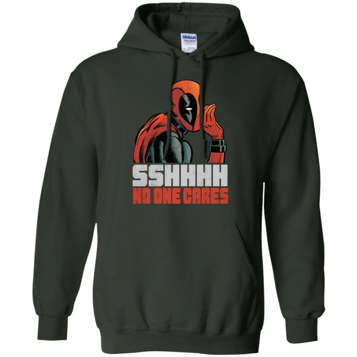 Marvel Deadpool Shhh No One Cares Whisper Pullover Hoodie Sweatshirt