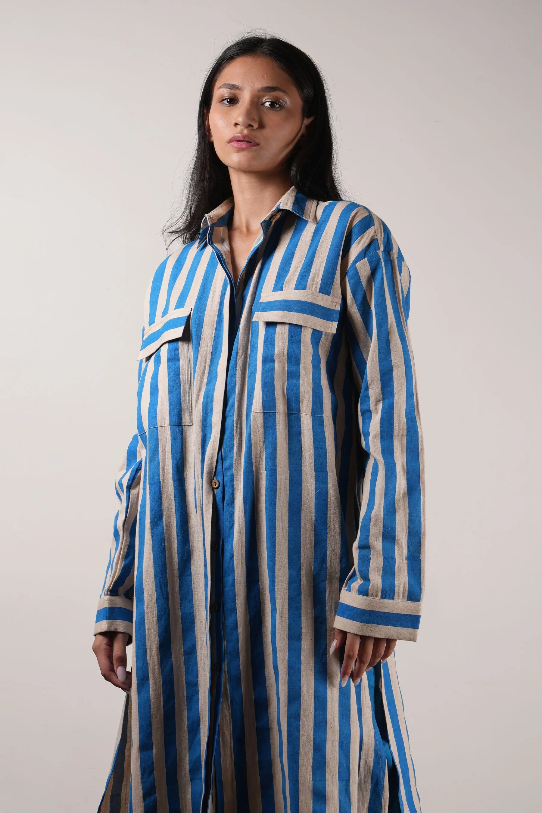 Mati Blue Striped Tunic Set (2 PCS)