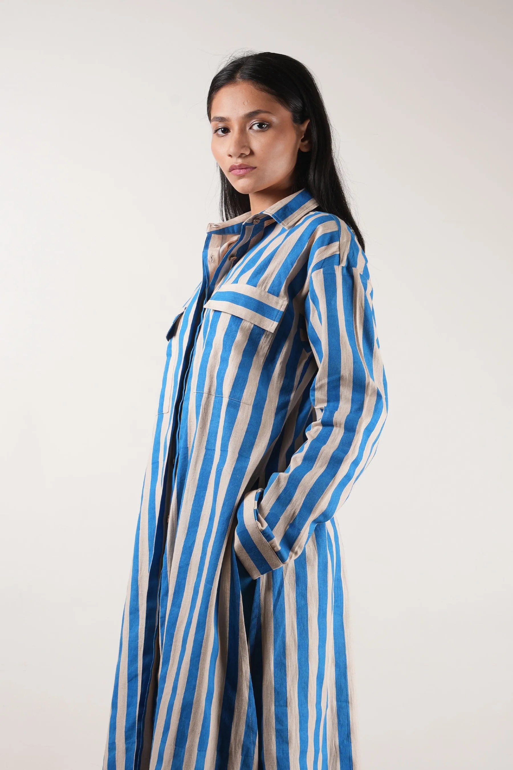 Mati Blue Striped Tunic Set (2 PCS)