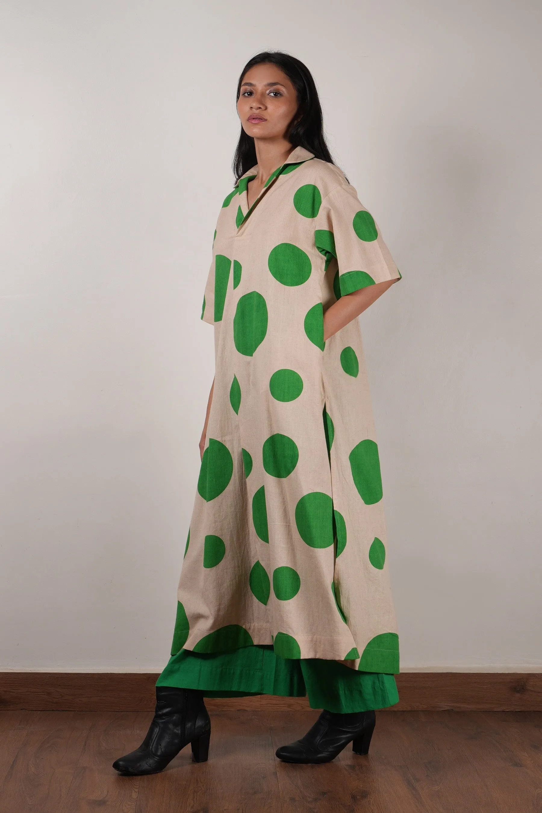 Mati Green Polka Tunic Set (2 PCS)