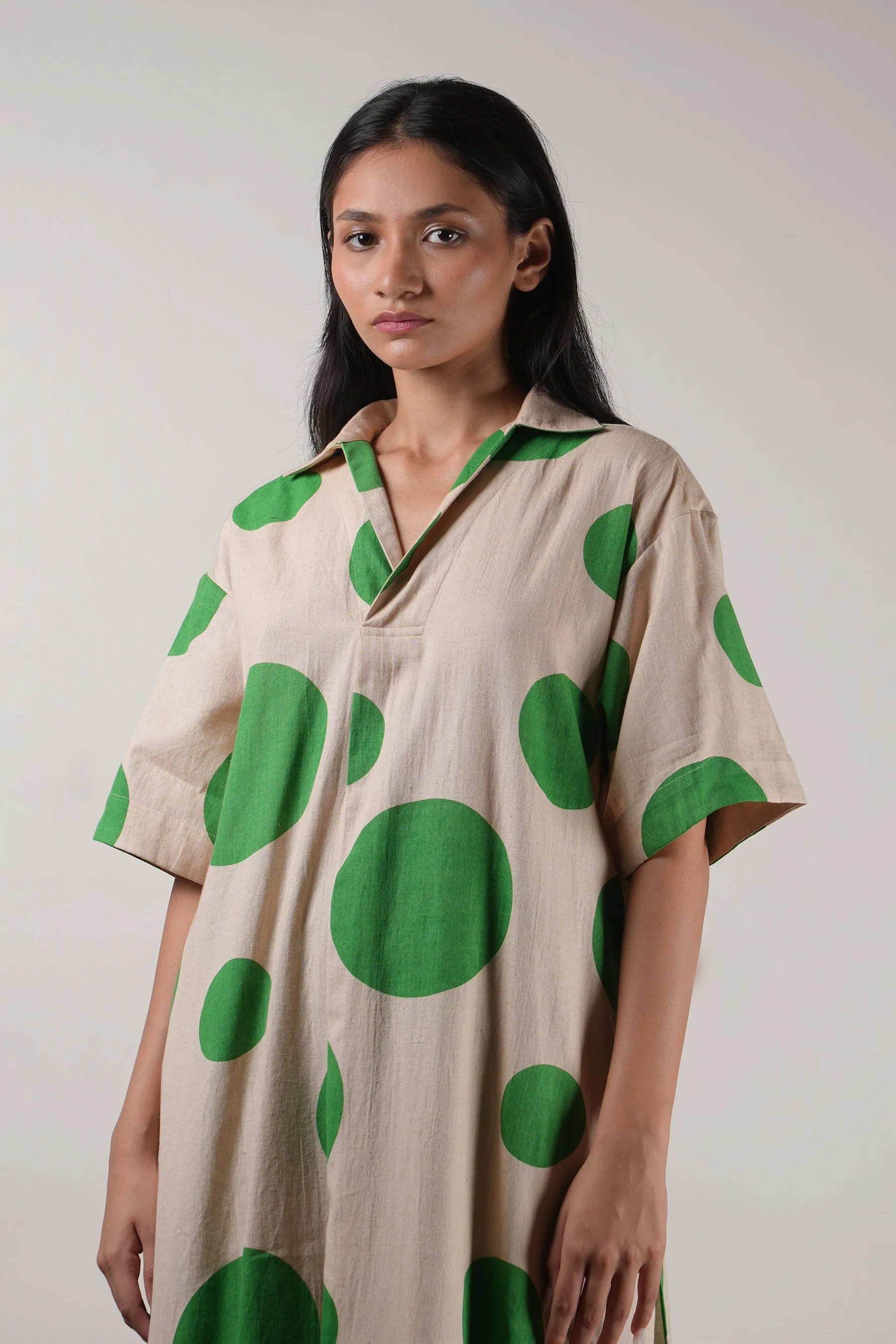 Mati Green Polka Tunic Set (2 PCS)