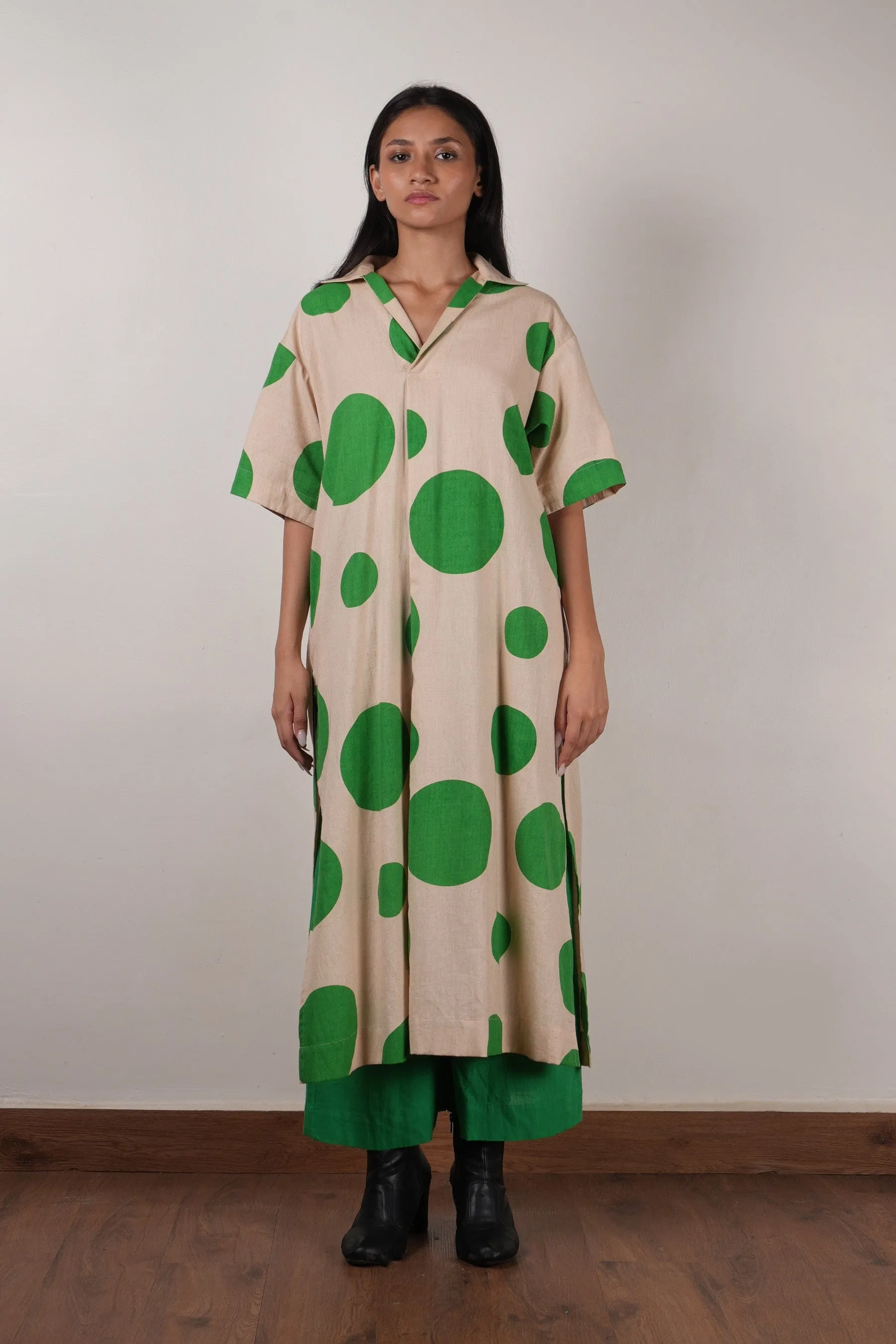 Mati Green Polka Tunic Set (2 PCS)