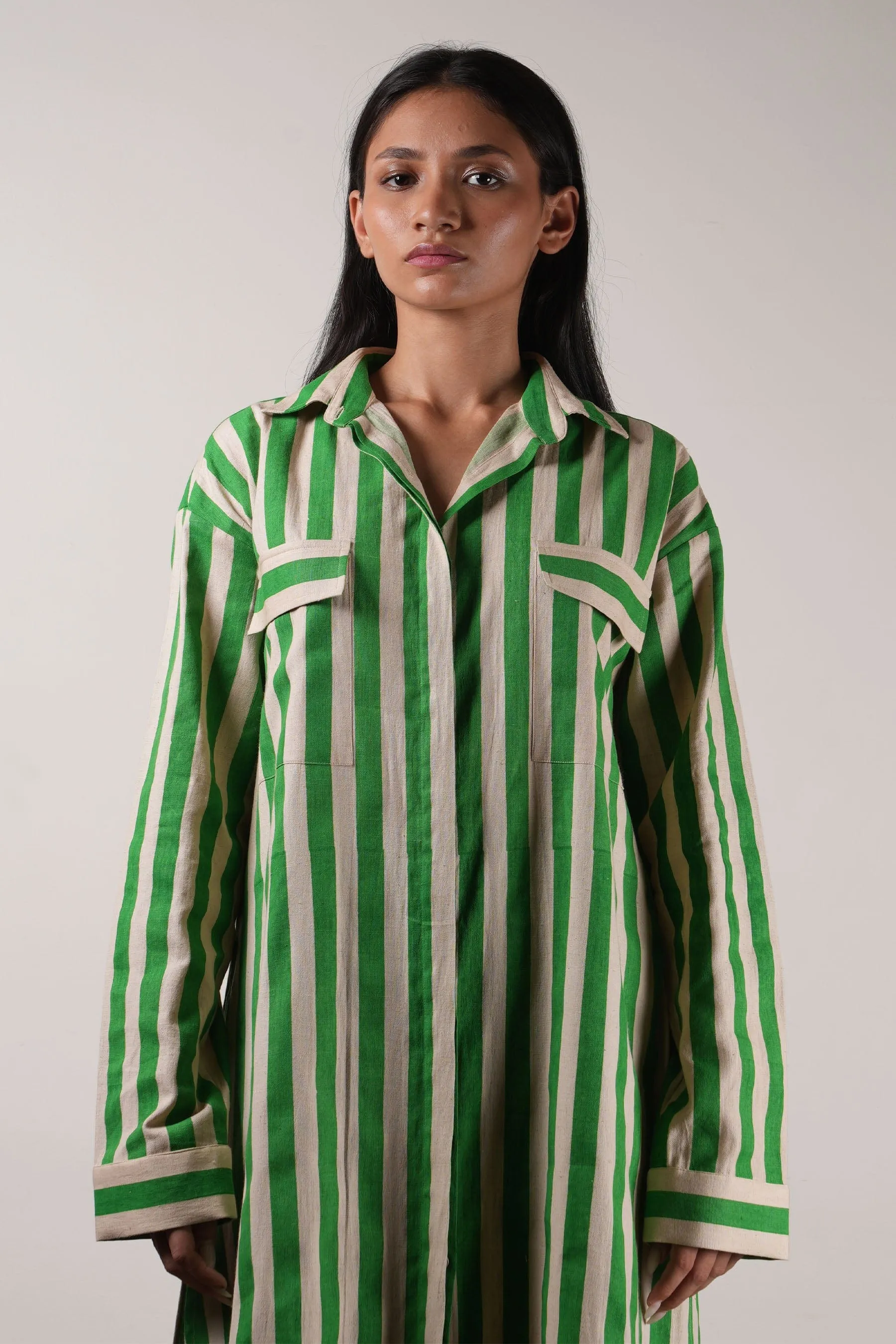 Mati Green Striped Tunic Set (2 PCS)