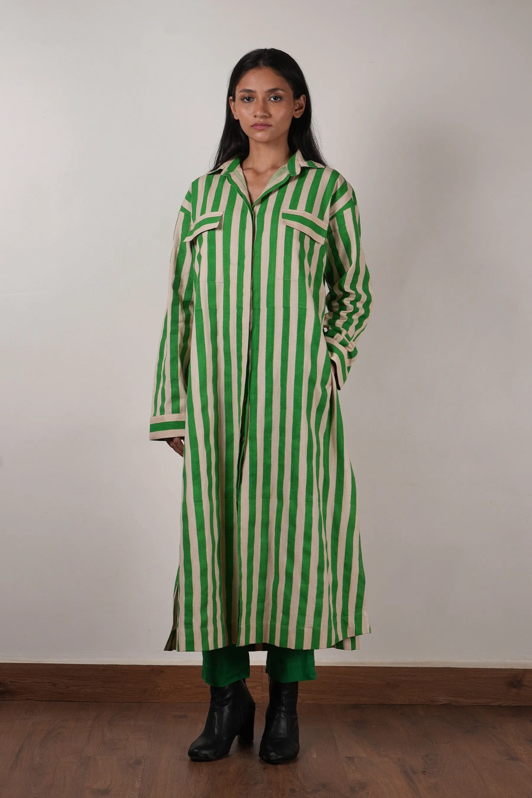 Mati Green Striped Tunic Set (2 PCS)