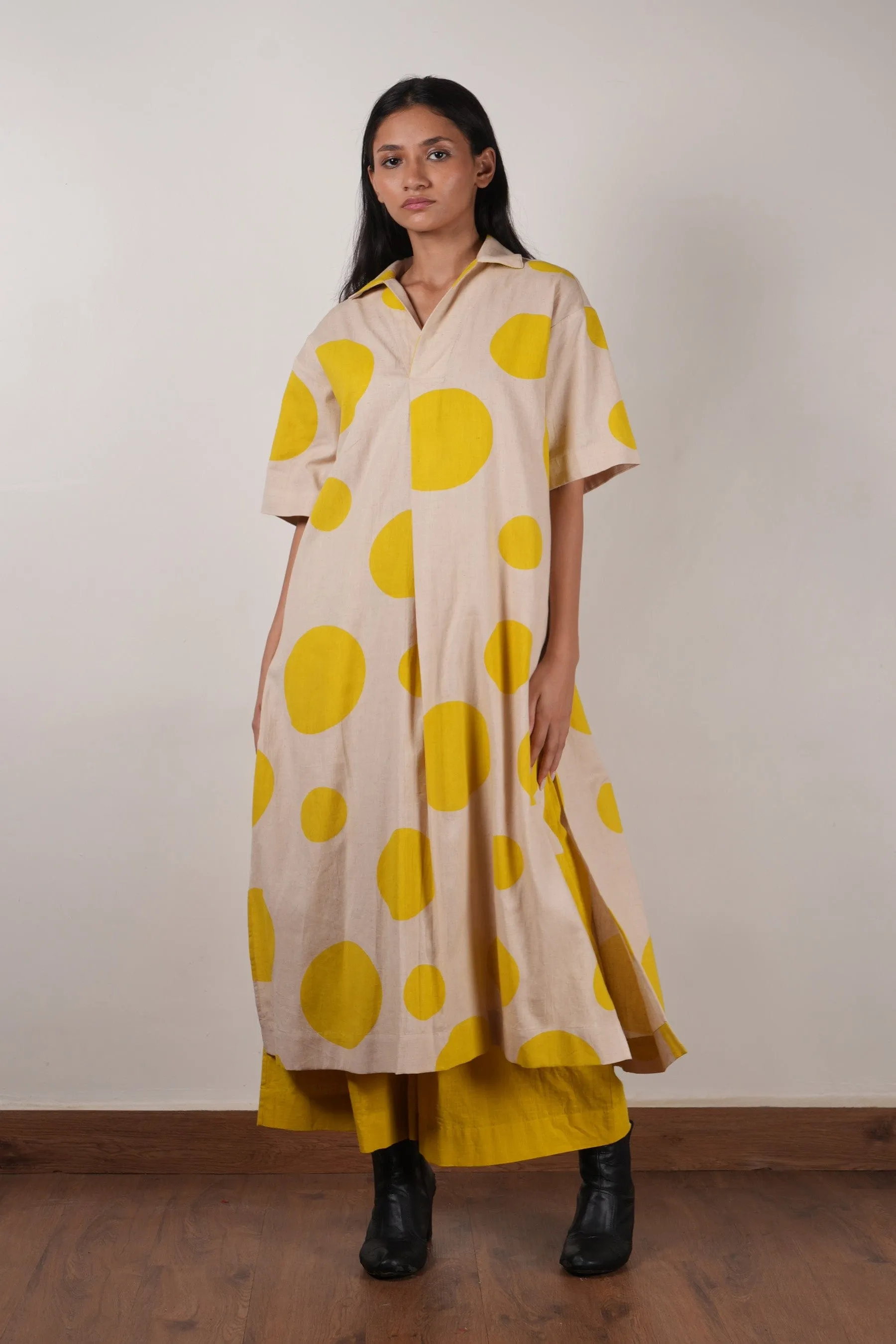 Mati Yellow Polka Tunic Set (2 PCS)