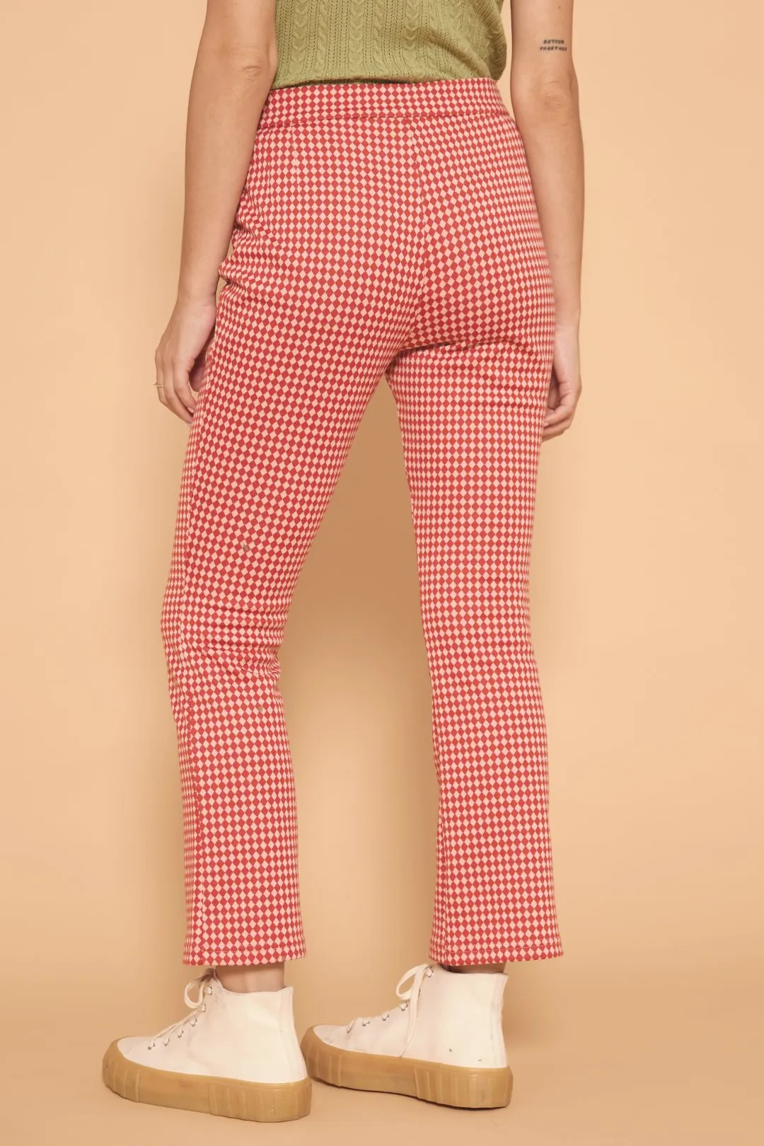 Md'M Red Check Knitted Harlequin Trousers