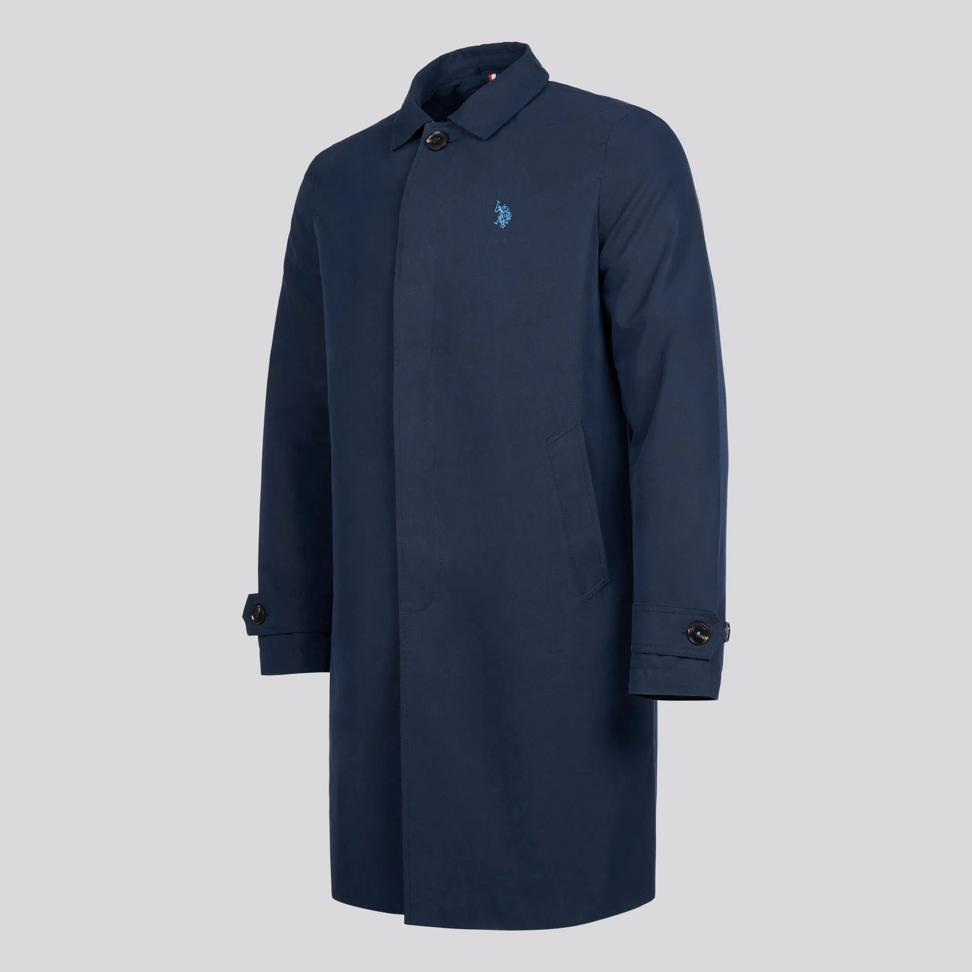 Mens Flat Front Trench Coat in Dark Sapphire Navy