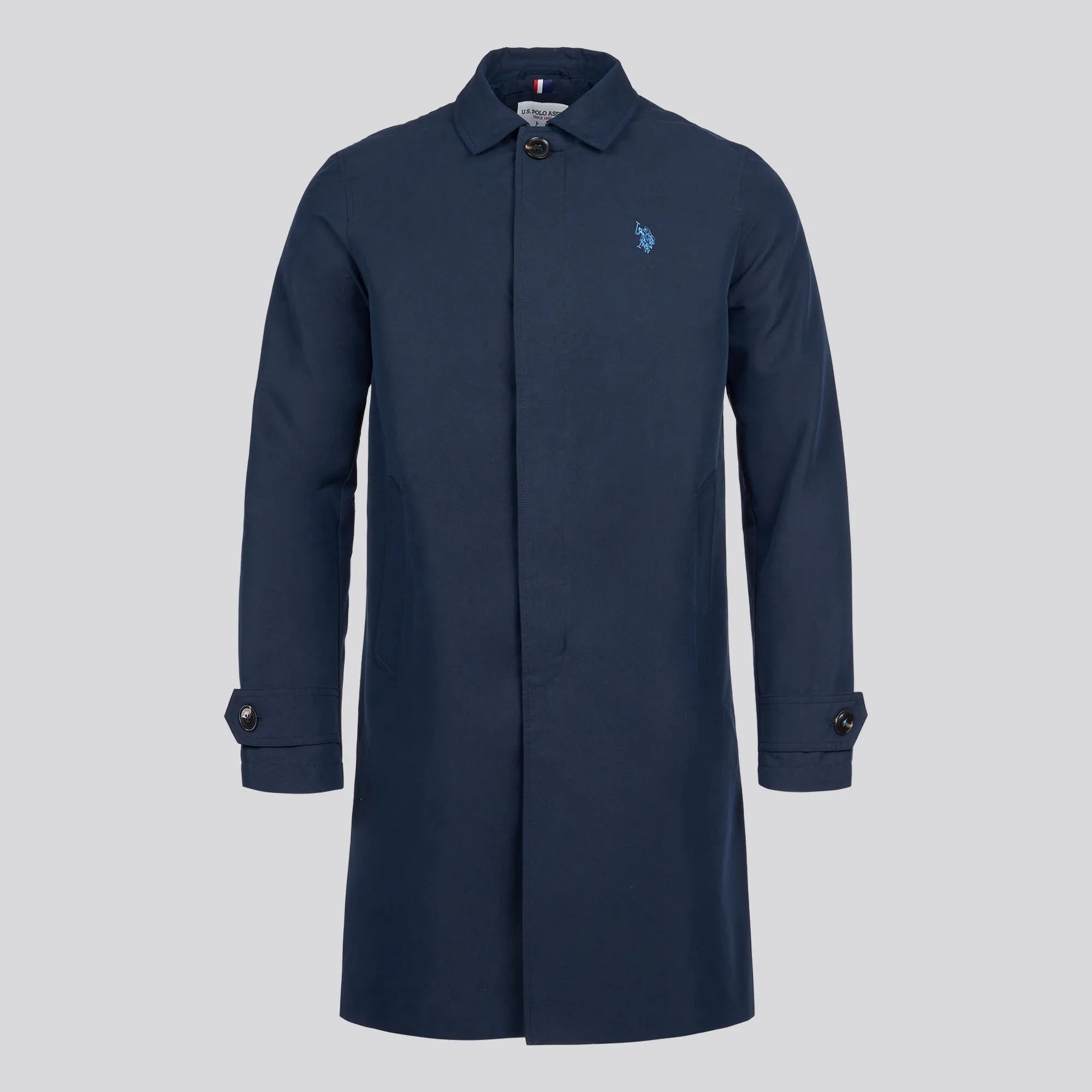 Mens Flat Front Trench Coat in Dark Sapphire Navy