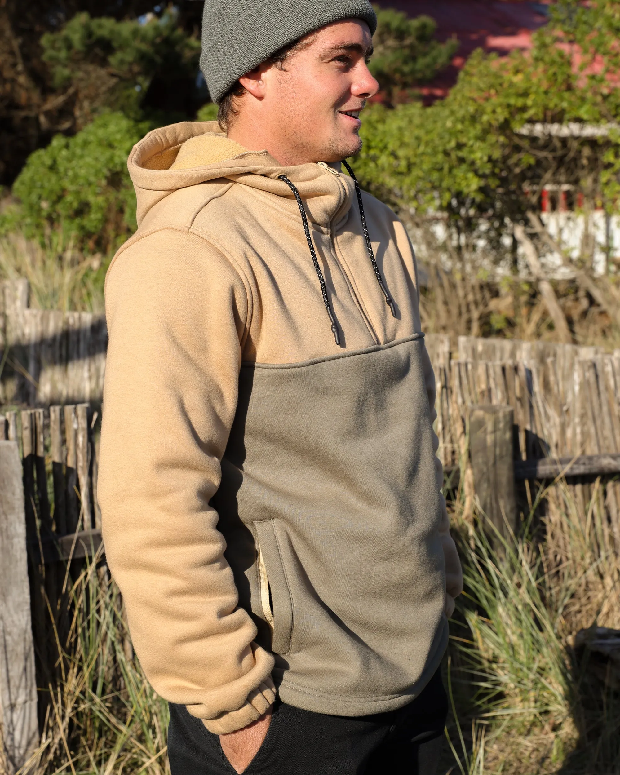 Men's Paxton Quarter Zip Pullover Hoodie - Khaki