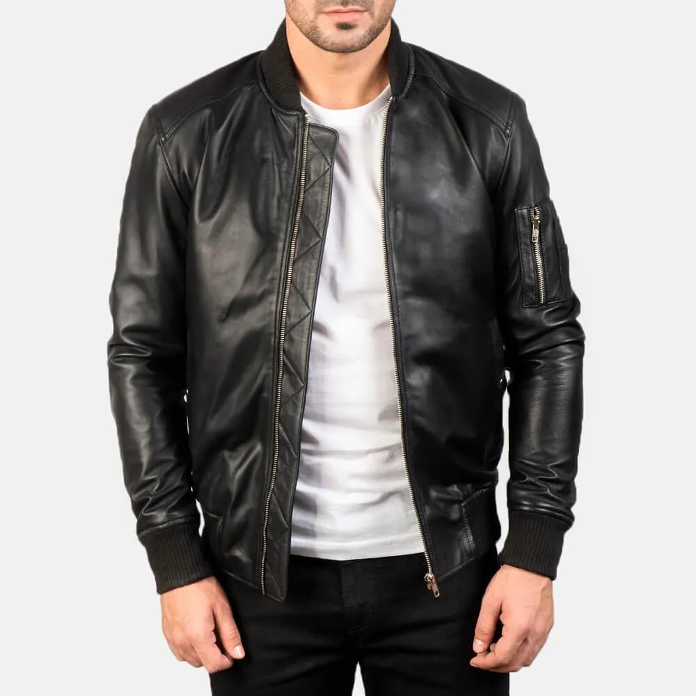 Mens Stylish Bomber Leather Jacket