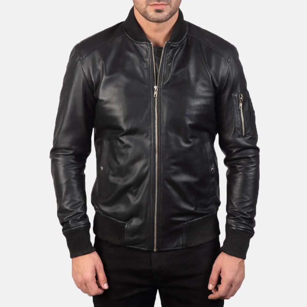 Mens Stylish Bomber Leather Jacket