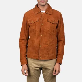 Mens Tan Brown Suede Leather Jacket