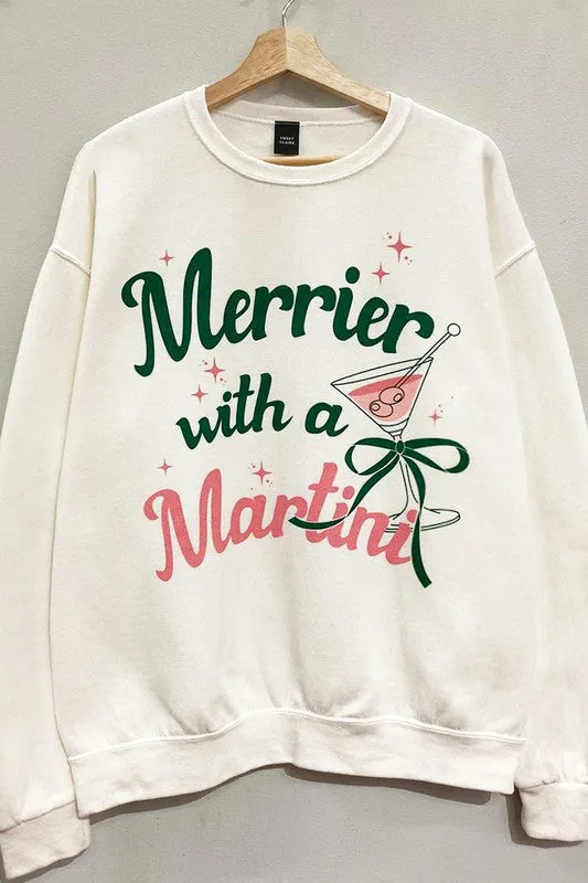 Merrier with a Martini Graphic Sweatshirt