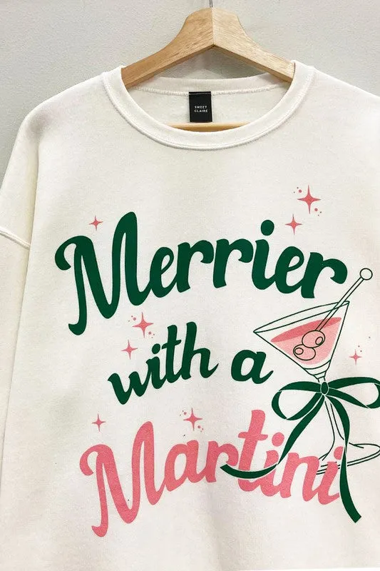 Merrier with a Martini Graphic Sweatshirt