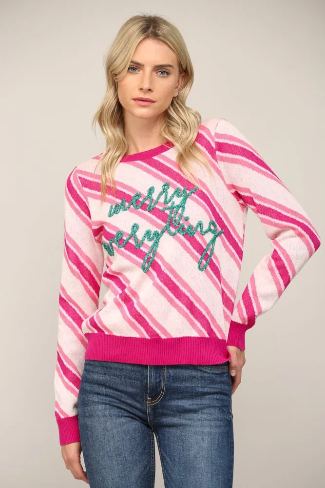 Merry Everything Glitter Script Sweater