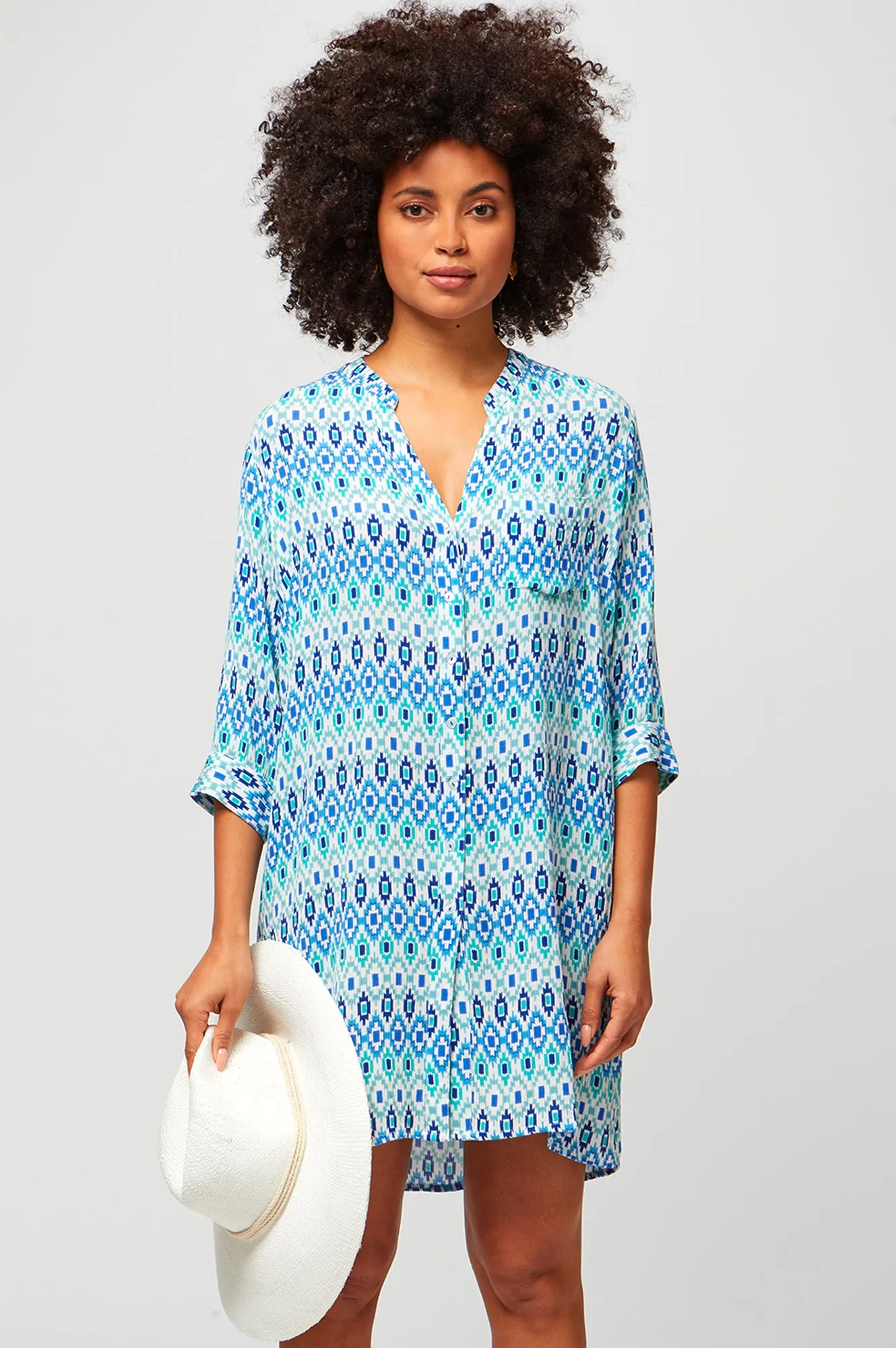 Mila Shirt Tunic | Aztec Turquoise