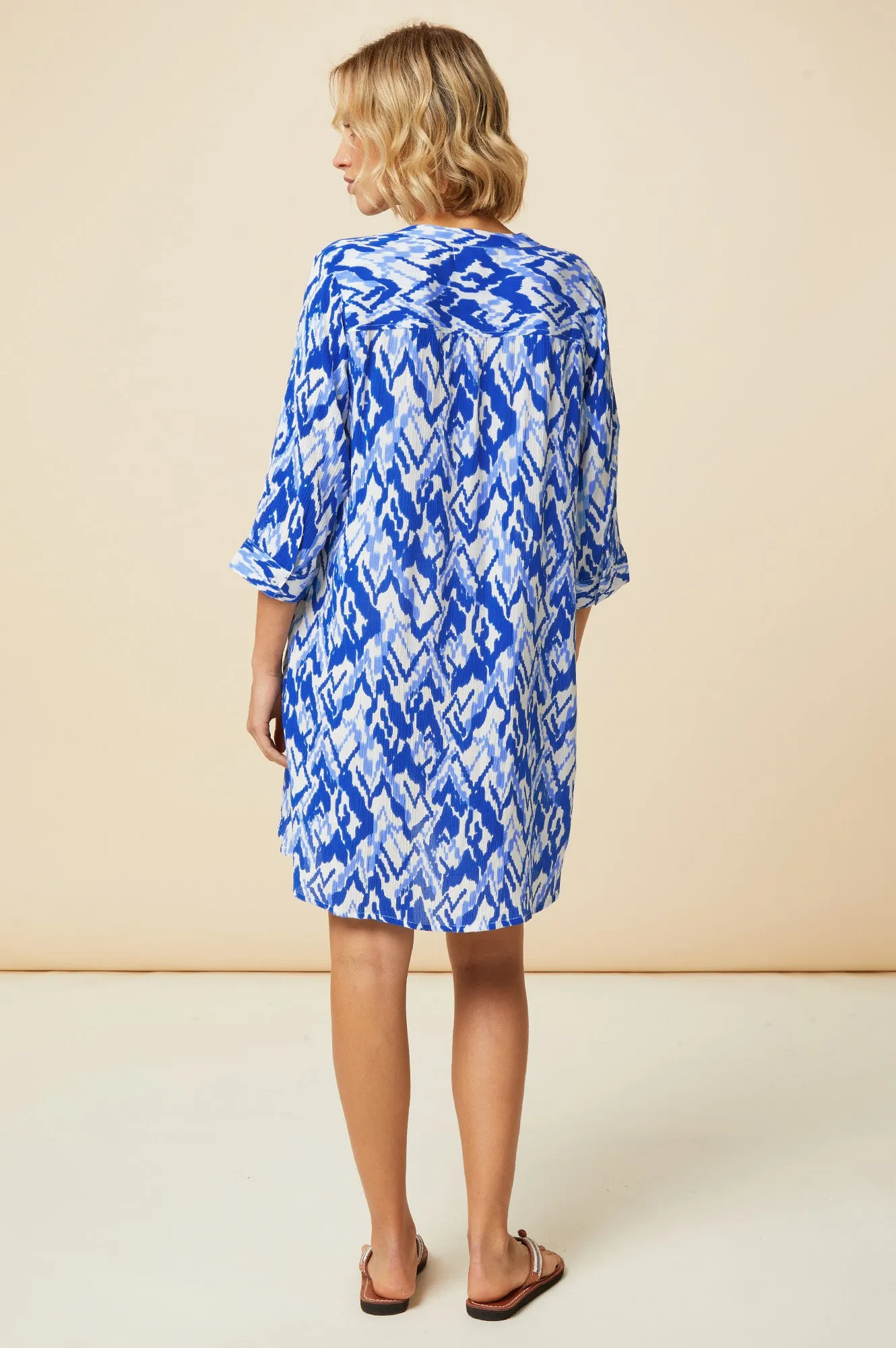 Mila Shirt Tunic | Fluid Abstract Cobalt