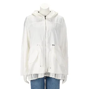 Moncler White Baaba Lace Trim Parka Jacket XL