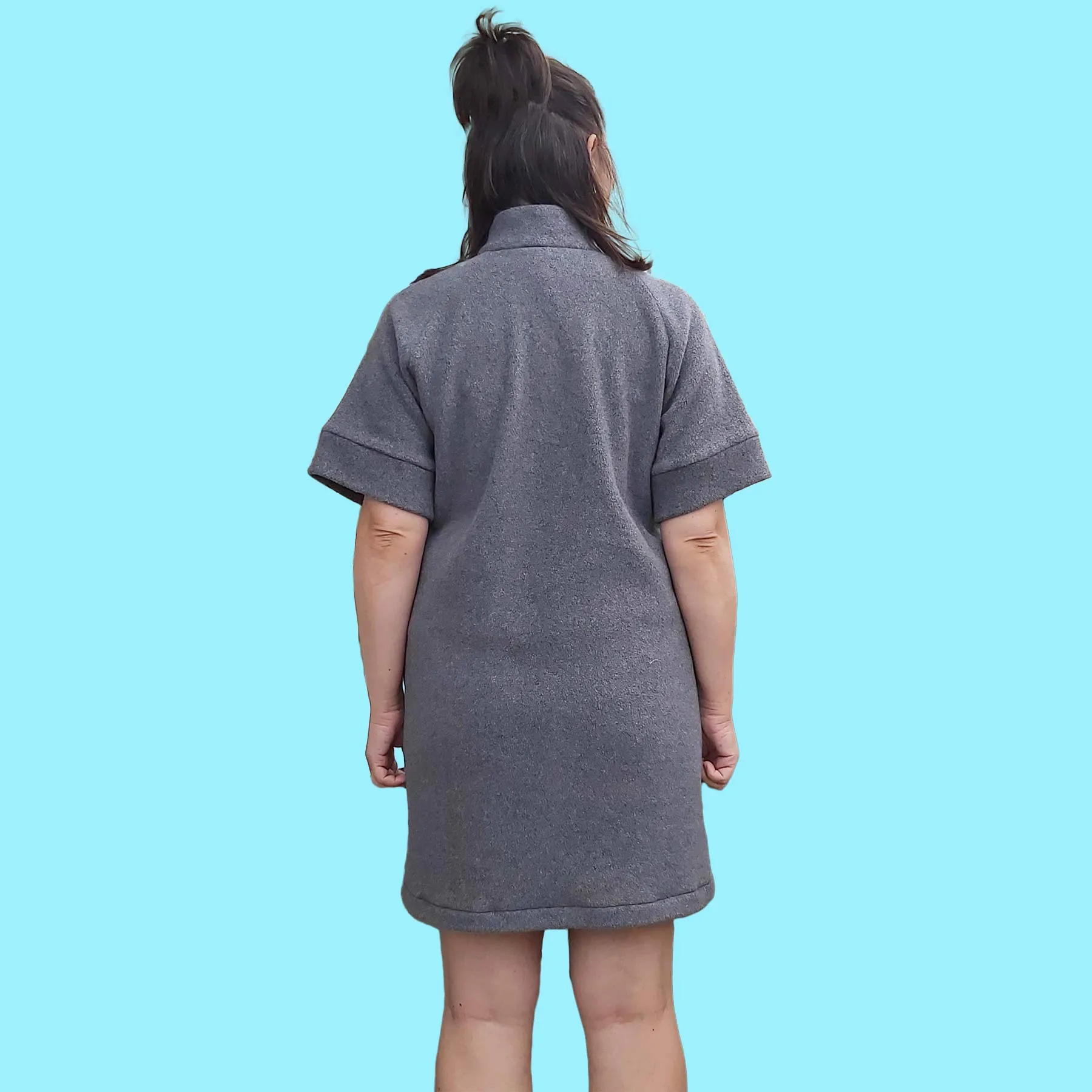 MOUNTAINSPRING 100% Organic Cotton Fleece Tunic Jacket Dress (With Pockets)