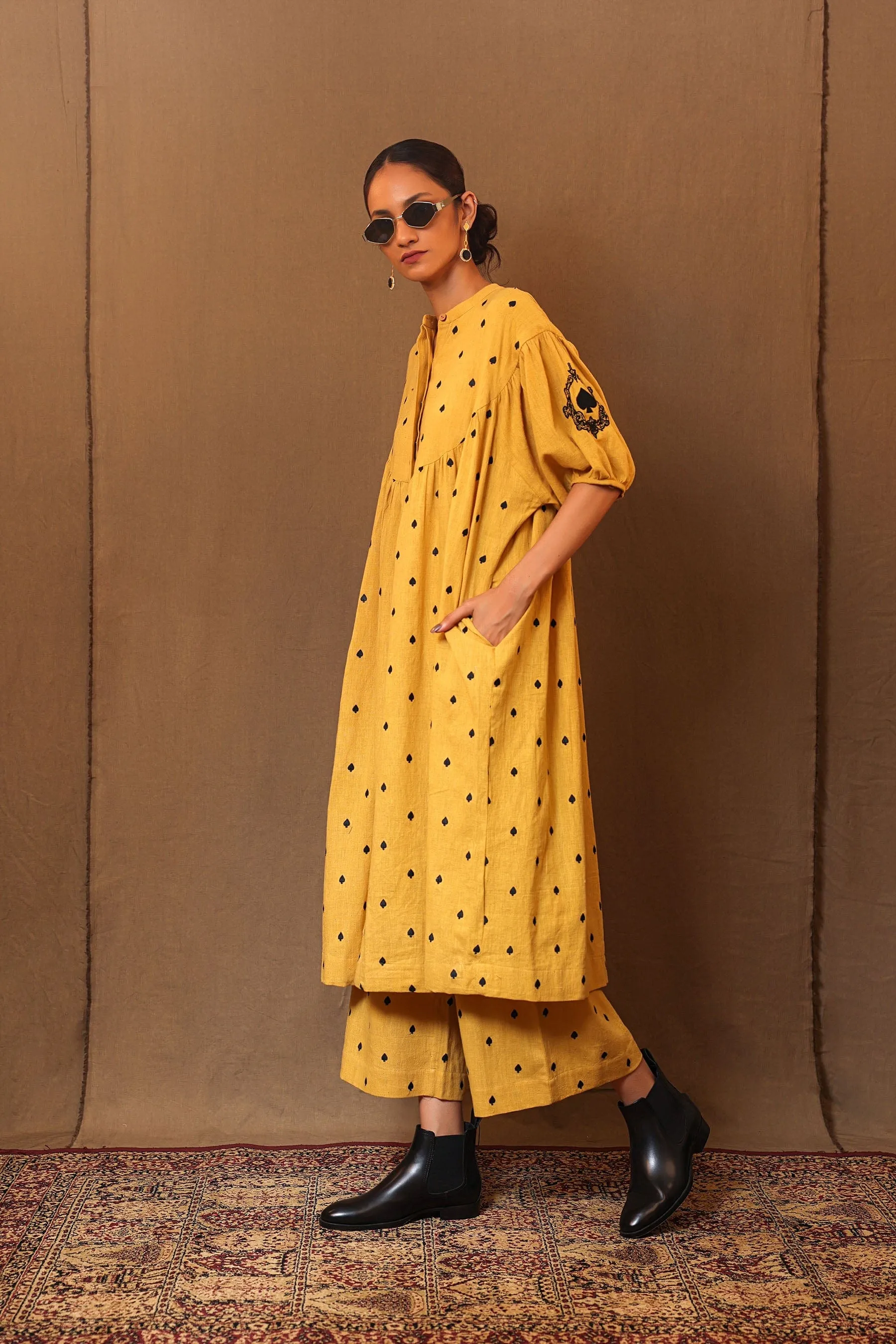 Mustard Spade EMB Acra Tunic Set (2 PCS)