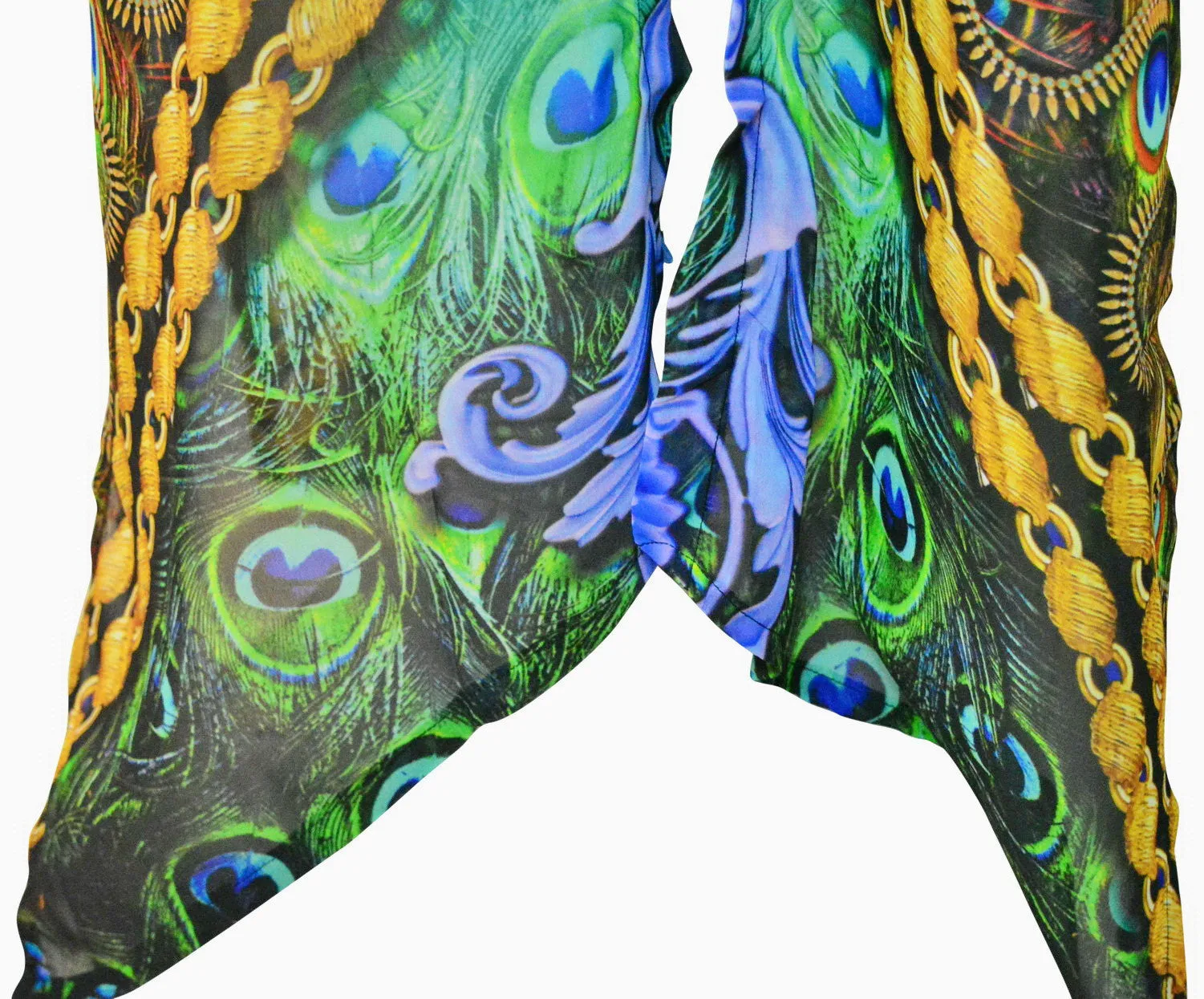 NATURE MORTE Ornate Peacock Devarshy Long Georgette Kimono Jacket - 1119A