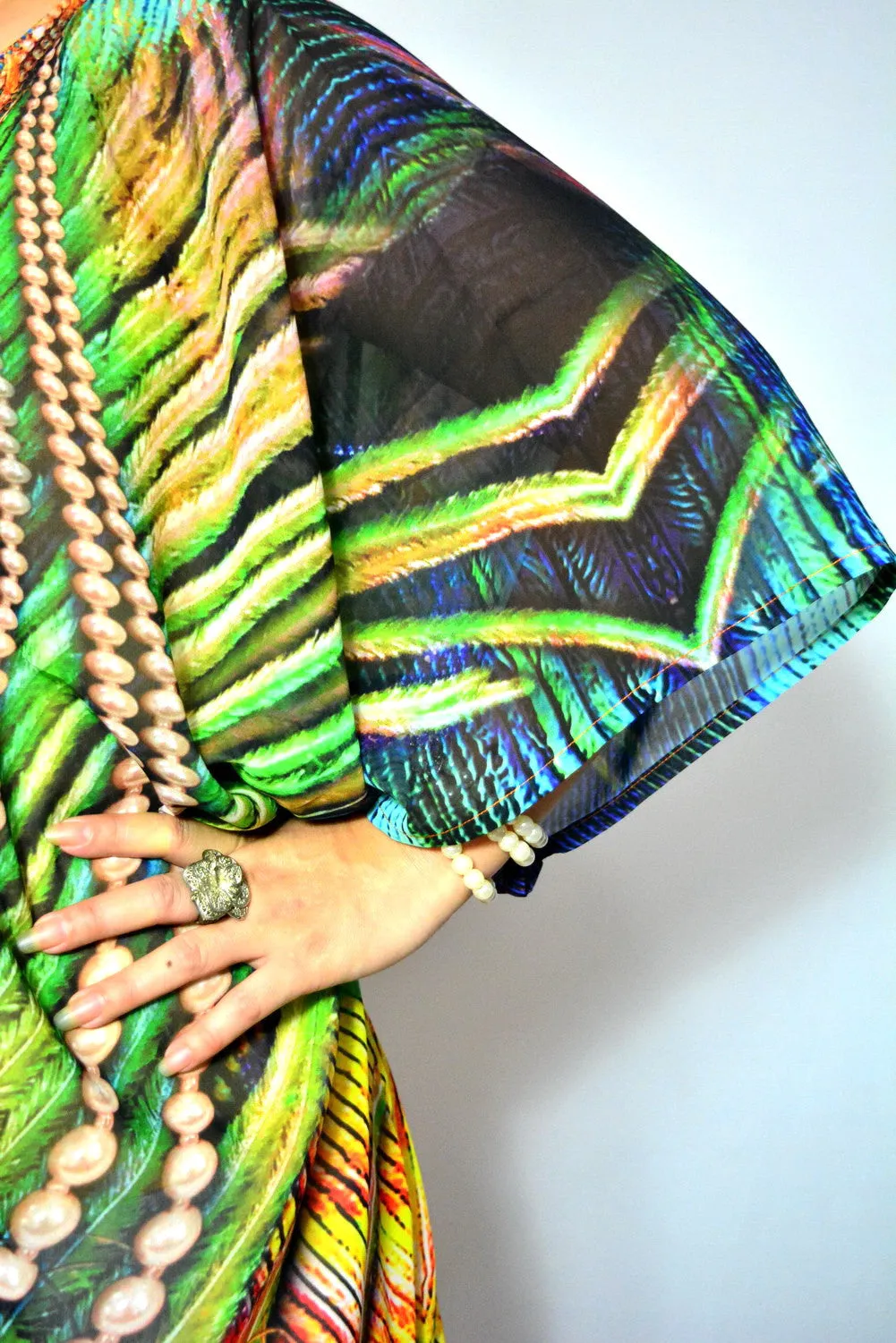 NATURE MORTE Royal Peacock Design Devarshy Long Kimono Jacket - 003