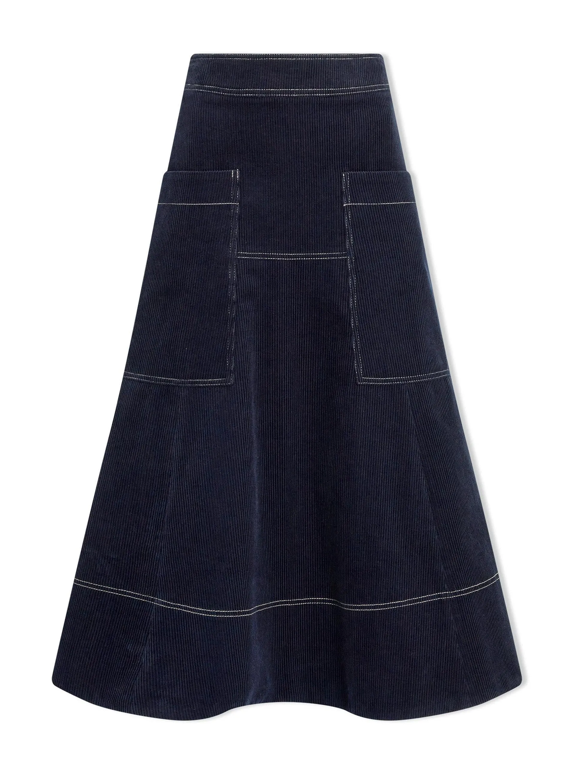 Navy Simone corduroy maxi skirt