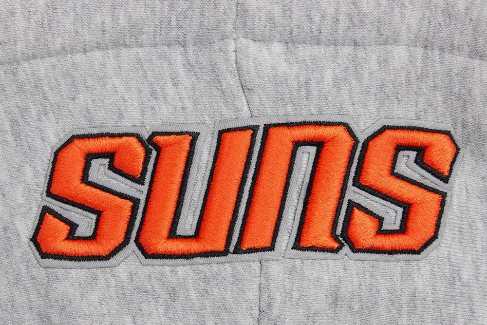 NBA PHOENIX SUNS SCRIPT TAIL WOMEN'S RIB FLC CROPPED PO HOODIE (HEATHER GRAY/BLACK)