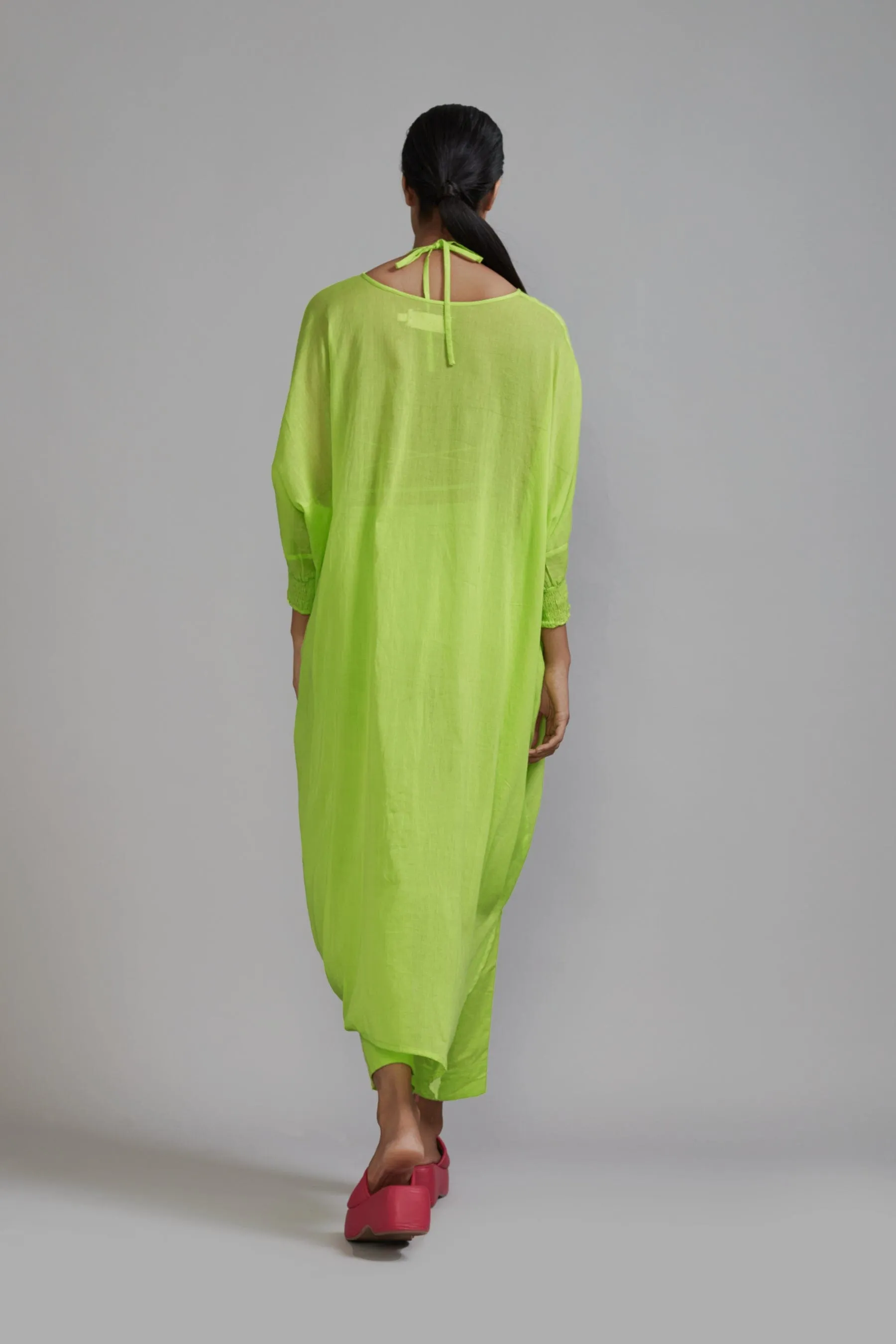 Neon Green Smocked Cowl Tunic Set (3 PCS)