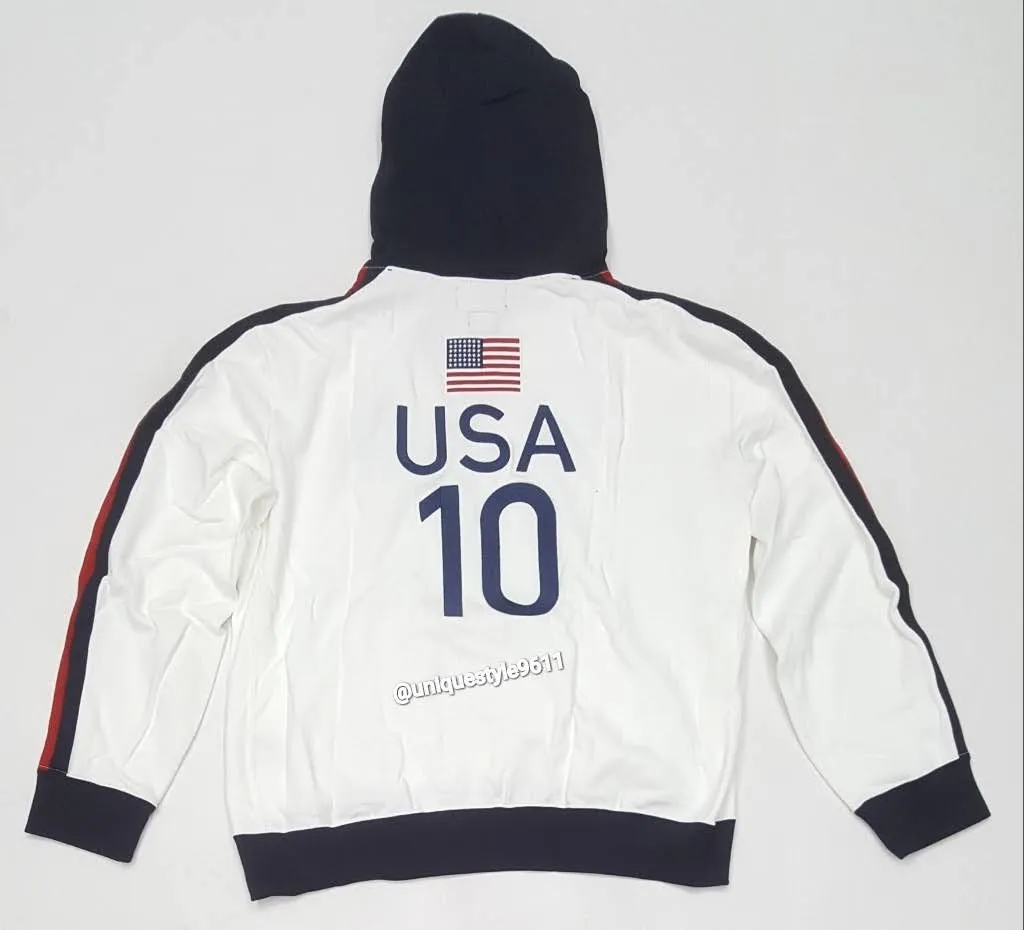 Nwt Polo Ralph Lauren White Team USA 10 Vancouver Big Pony Pullover Hoodie