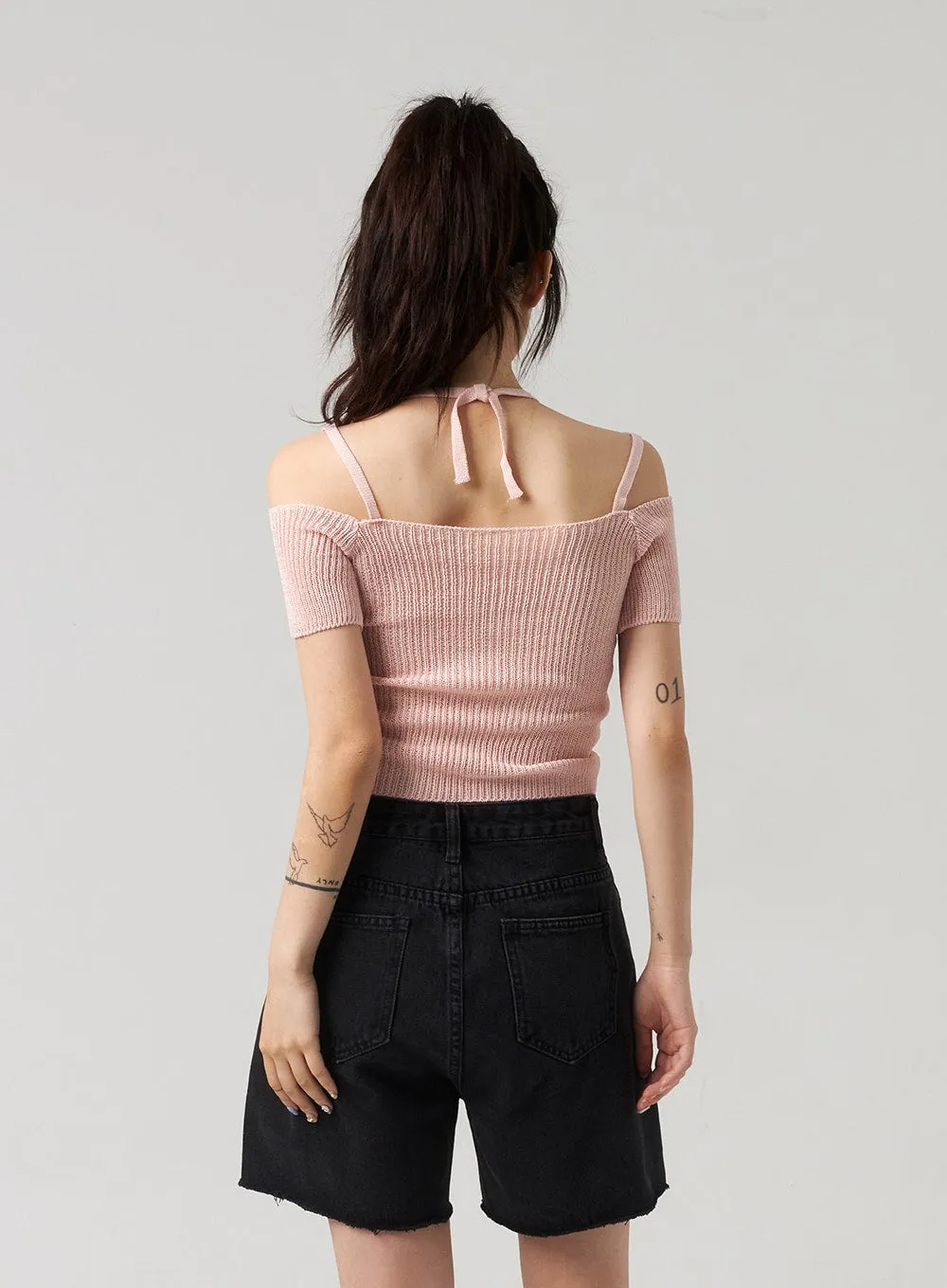 Off-Shoulder Ribbed Top CL313