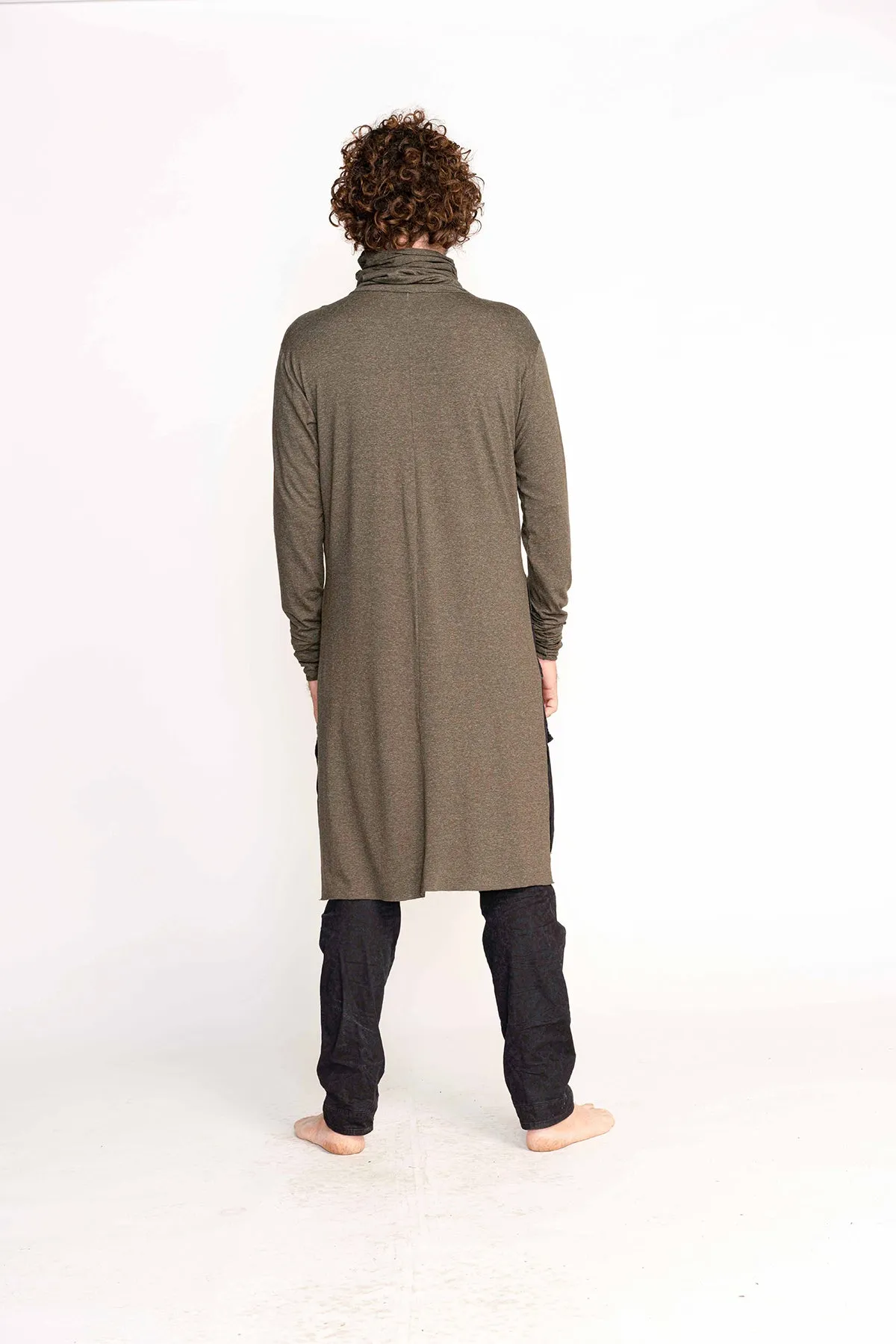 Olive Green Turtleneck Top for Men