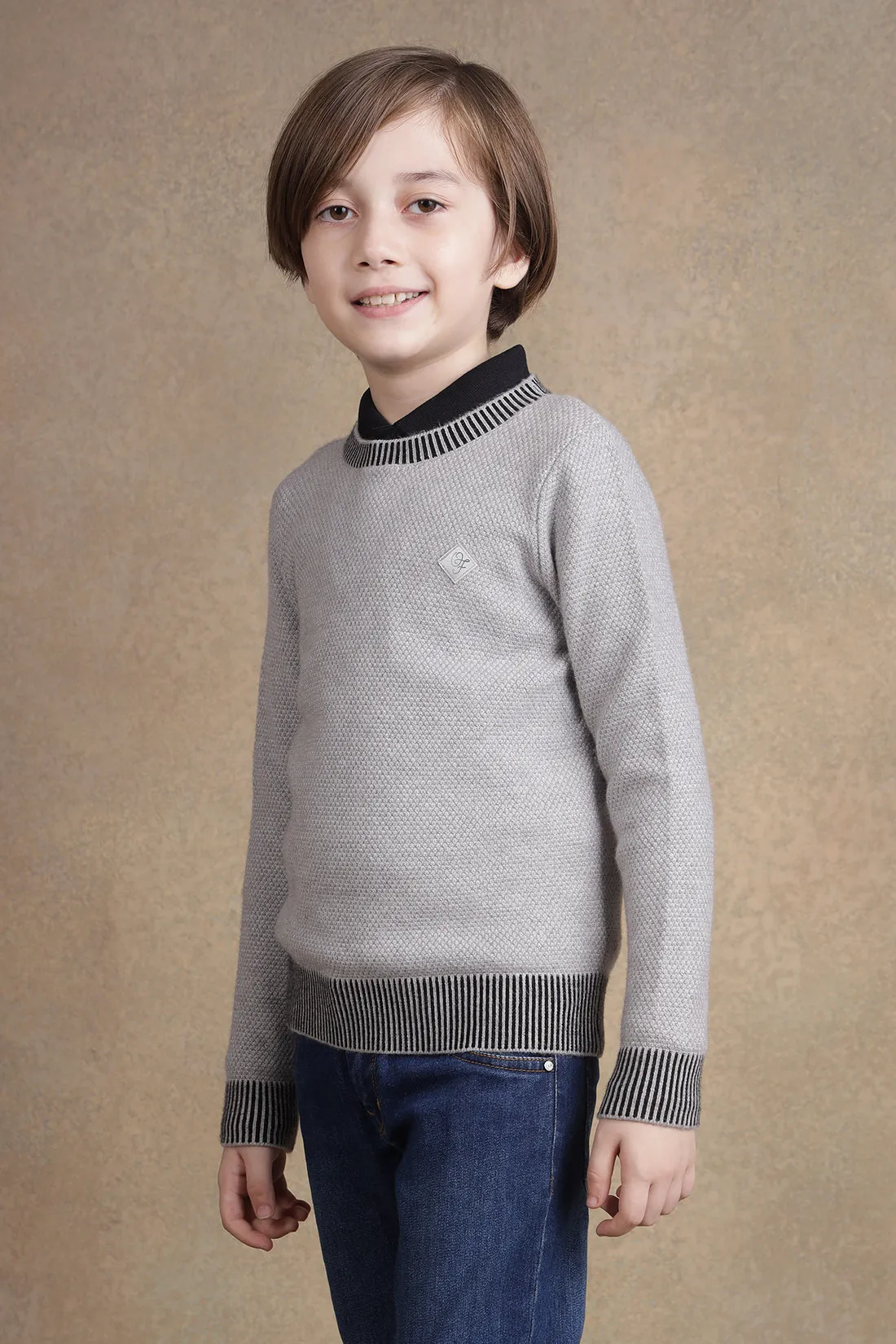 One Friday Boys Grey Solid Sweater