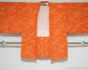 Orange Polyester Haori - Komon Tiny Flowers Kimono Jacket - Floral Patterns Design