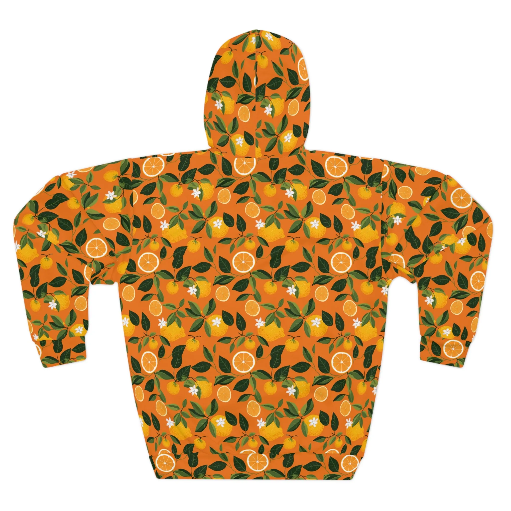 Orange Print Unisex Pullover Hoodie (AOP)