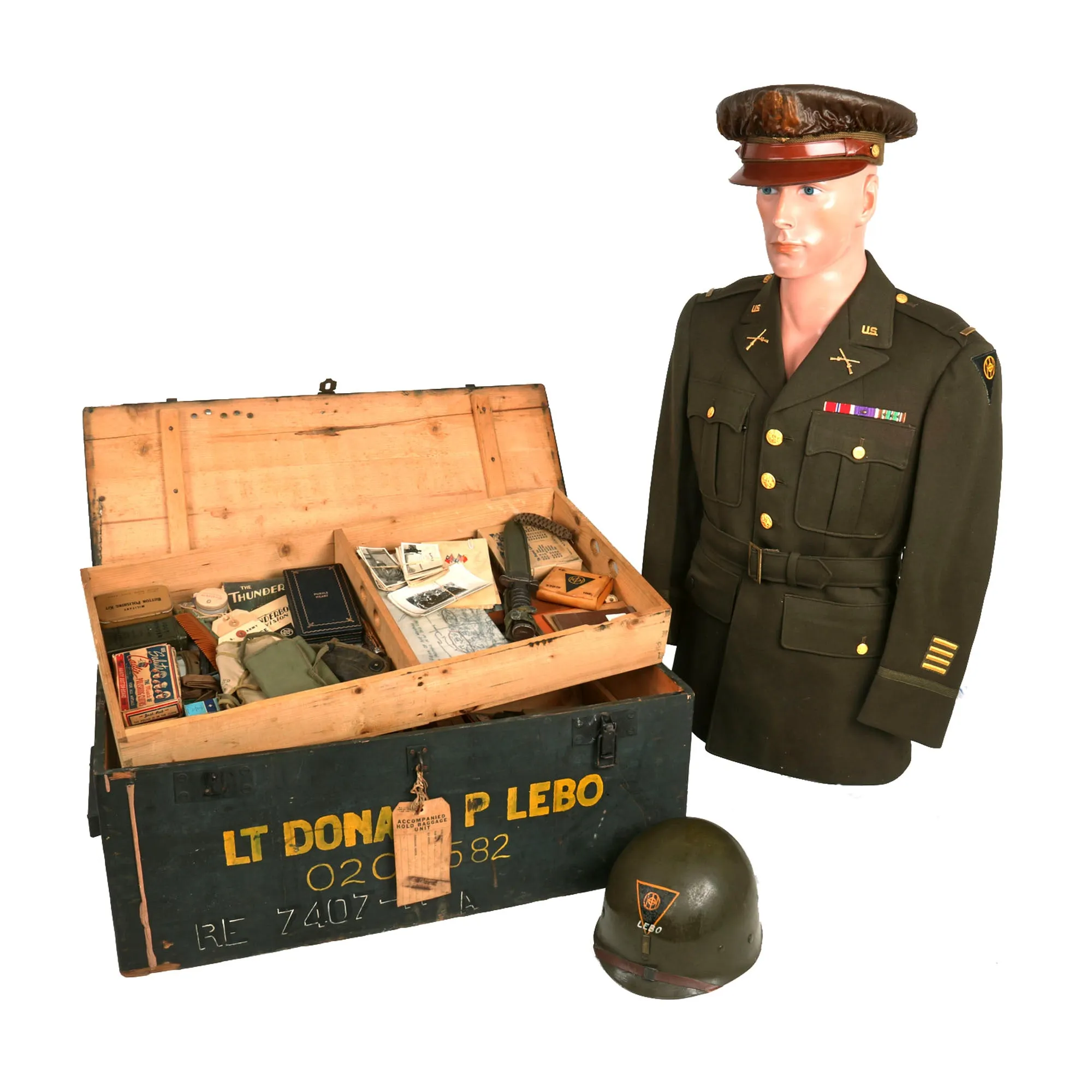 Original U.S. WWII 330th Infantry Regiment 83rd Division Infantry Platoon Leader’s “Untouched” Trunk Grouping - Lt. Donald Lebo