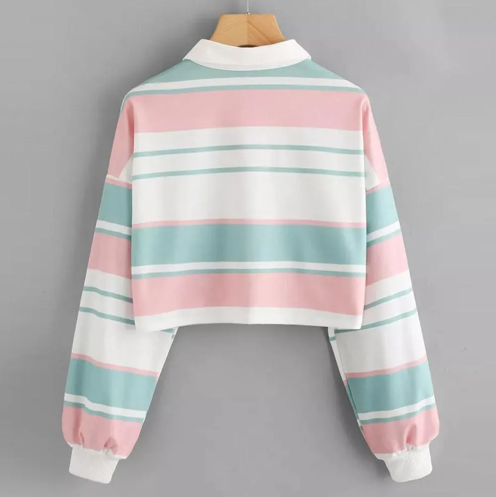 Pastel Striped Crop Sweatshirt