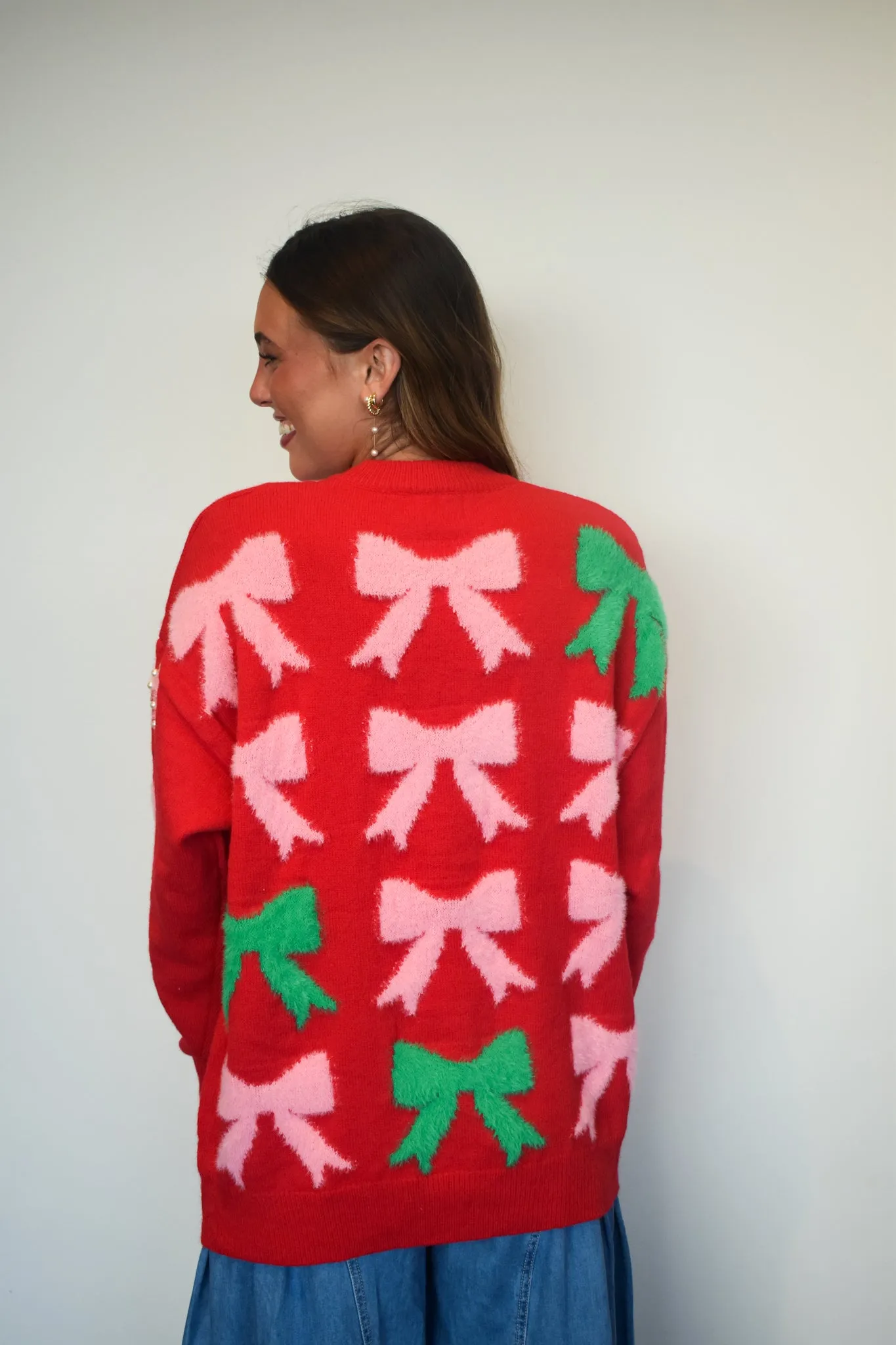 Pearls & Bows Festive Sweater