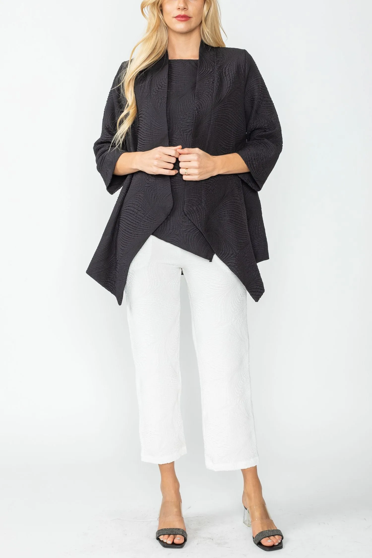 Plus Size Black Crop Kimono Cardigan