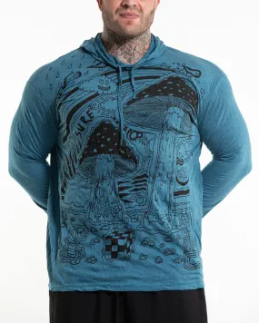 Plus Size Unisex Magic Mushroom Hoodie in Denim Blue