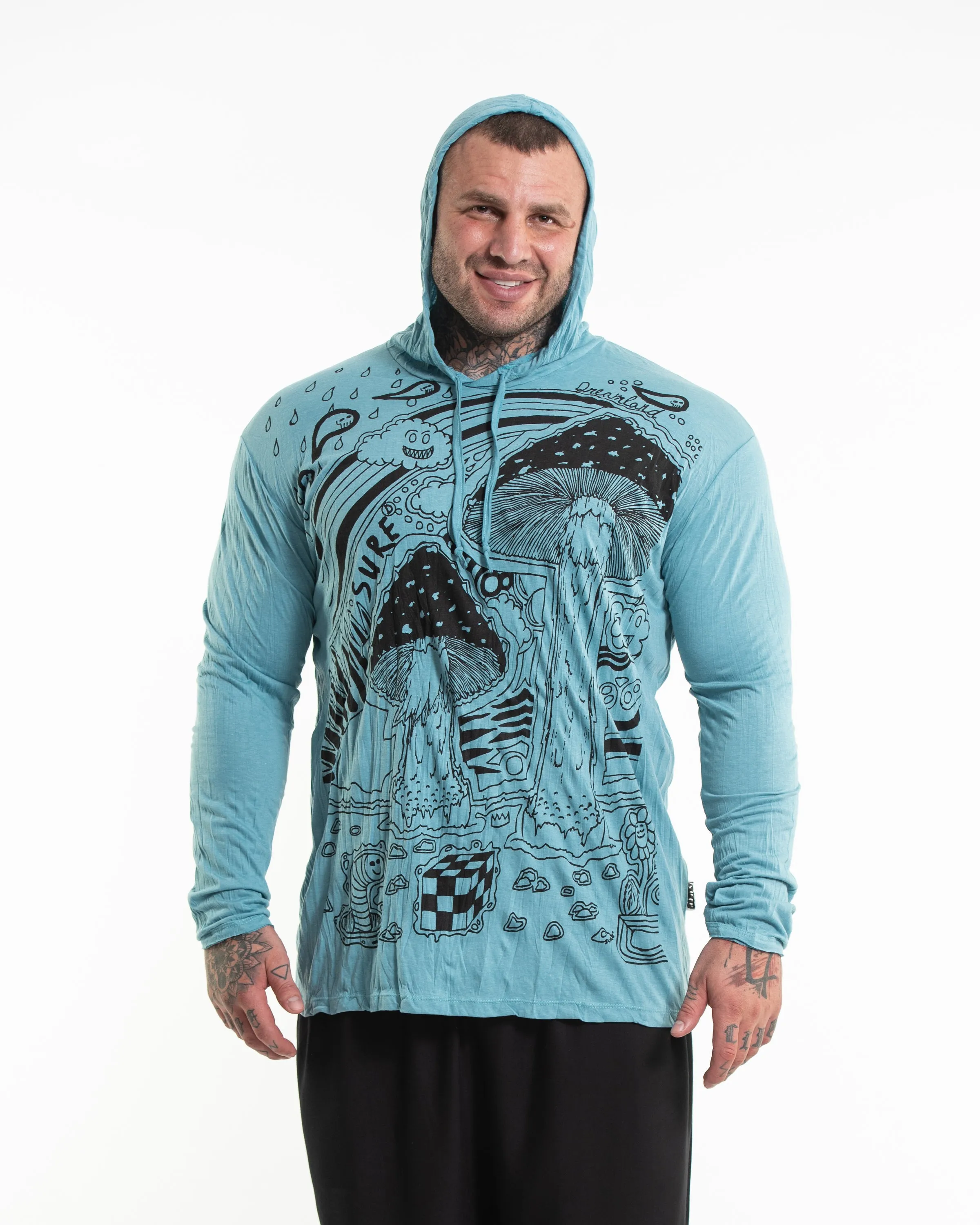 Plus Size Unisex Magic Mushroom Hoodie in Turquoise